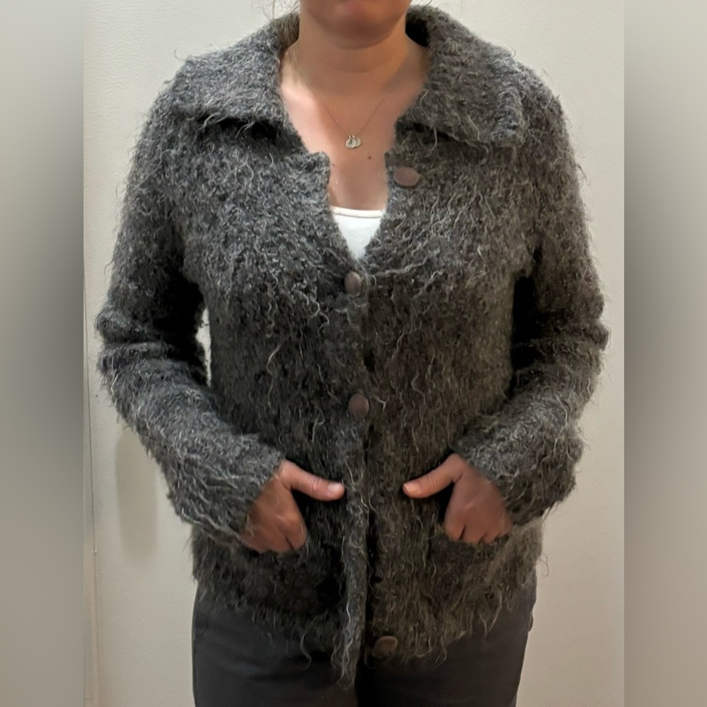 Anthropologie Gray Fuzzy Jacket
